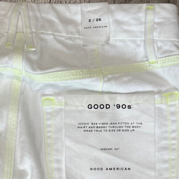 Good American NWT Good '90s High Waist Carpenter Jeans Size 26 Baggy White - Picture 12 of 13